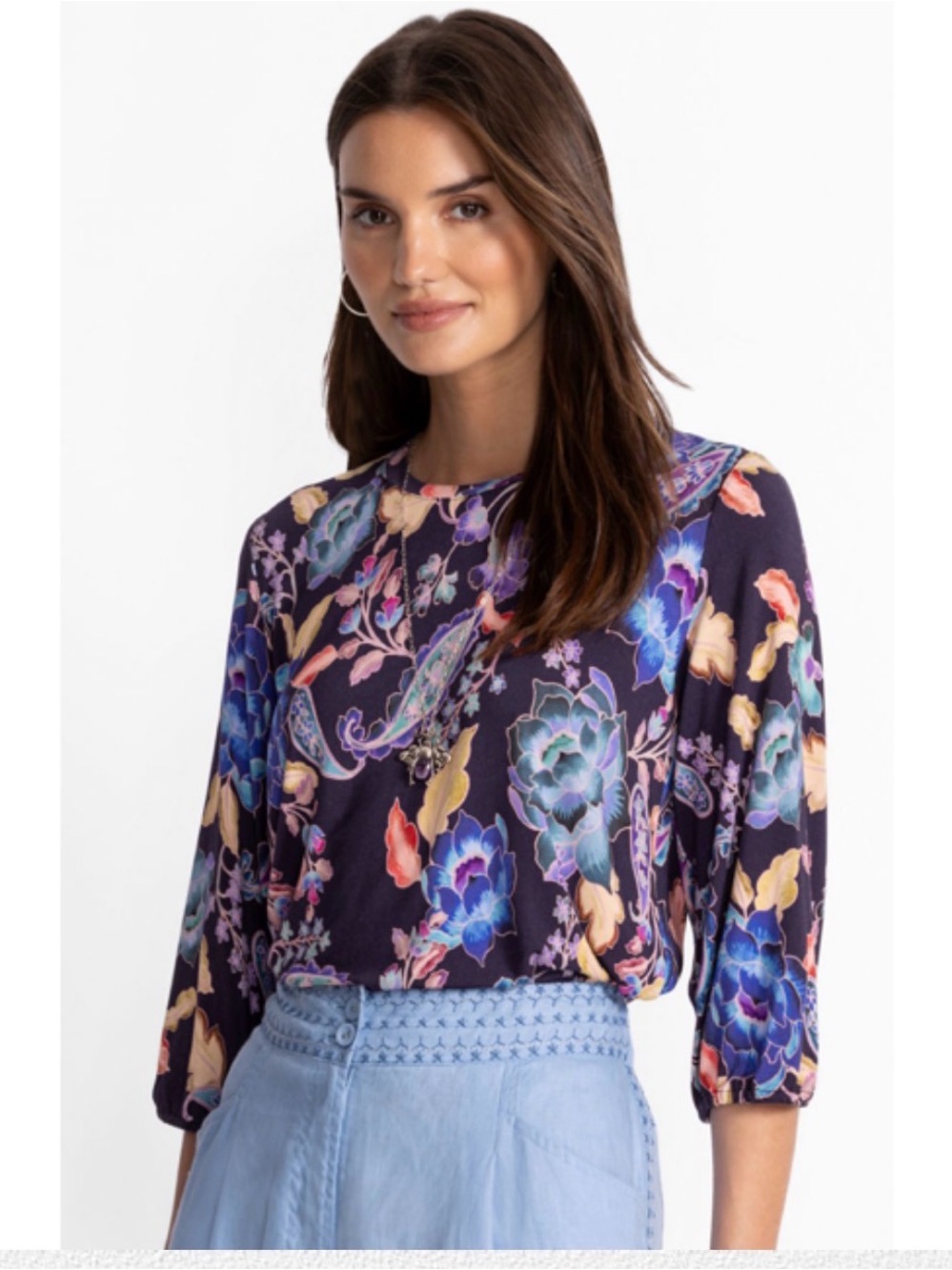 NWT Johnny Was Stevie’s Garden Puff Sleeve Knit Top